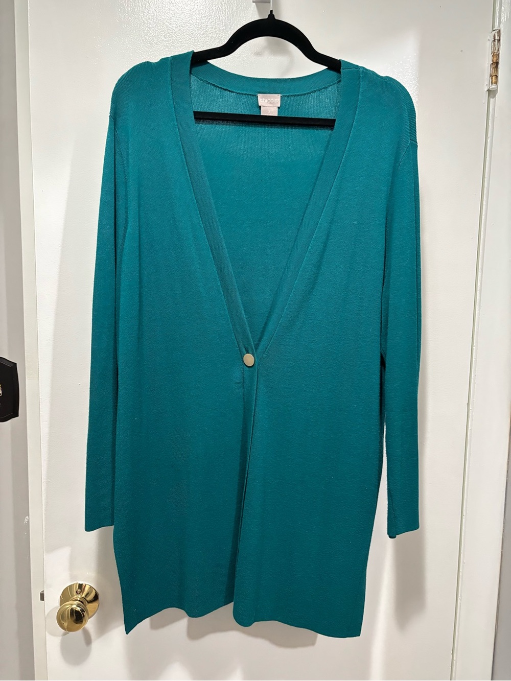 Chico's Teal Long Sleeve Open Cardigan Blazer Size 2